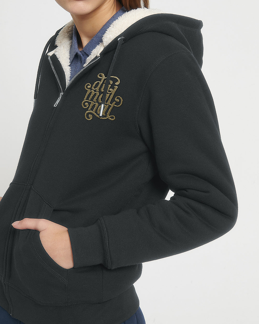 Felpa con zip e cappuccio in Sherpa "Sgagnamanüber" mod. Libero Pedale