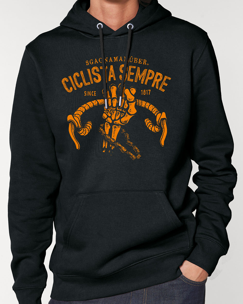 felpa con cappuccio mod. Ciclista sempre