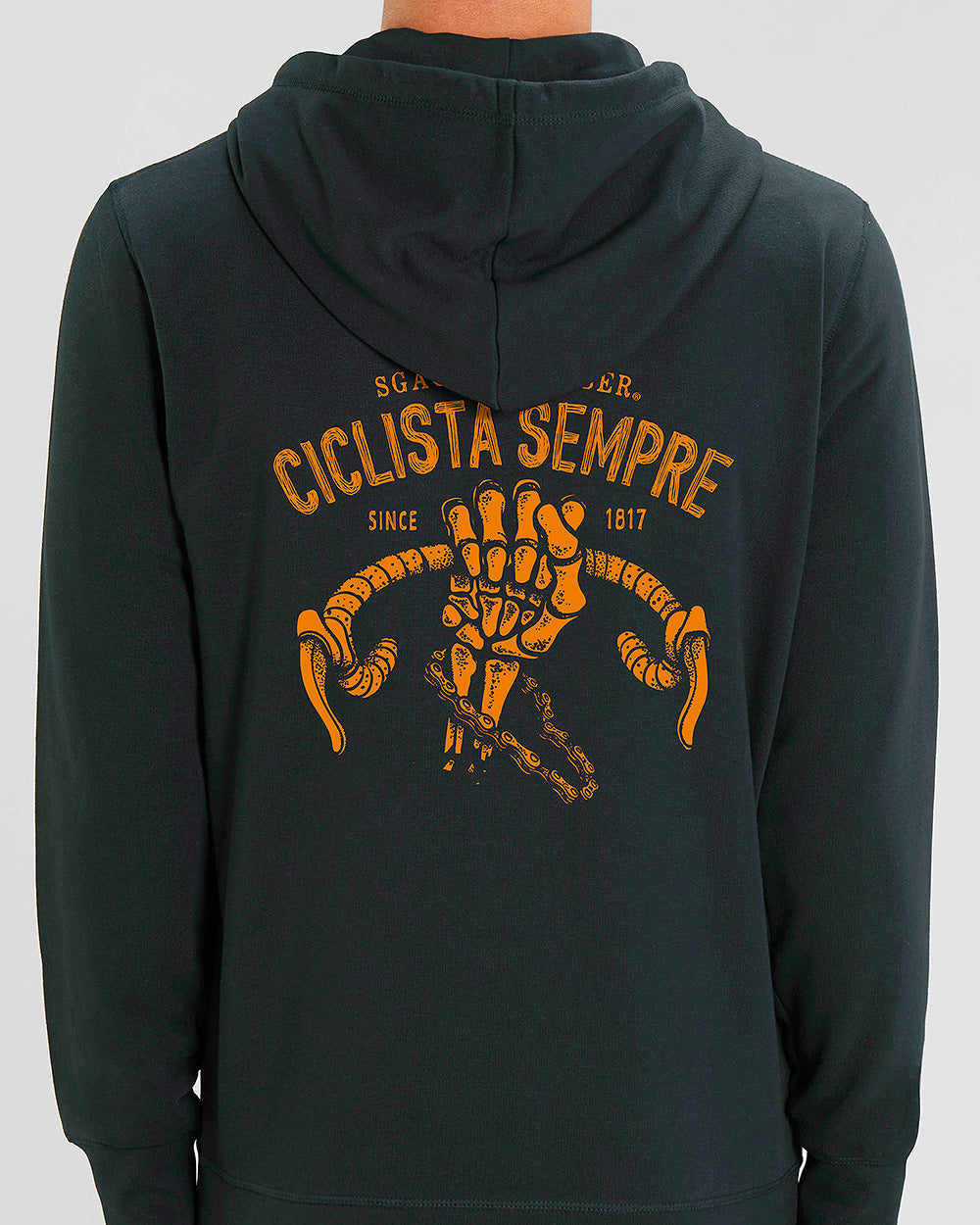felpa con zip e cappuccio mod. Ciclista sempre