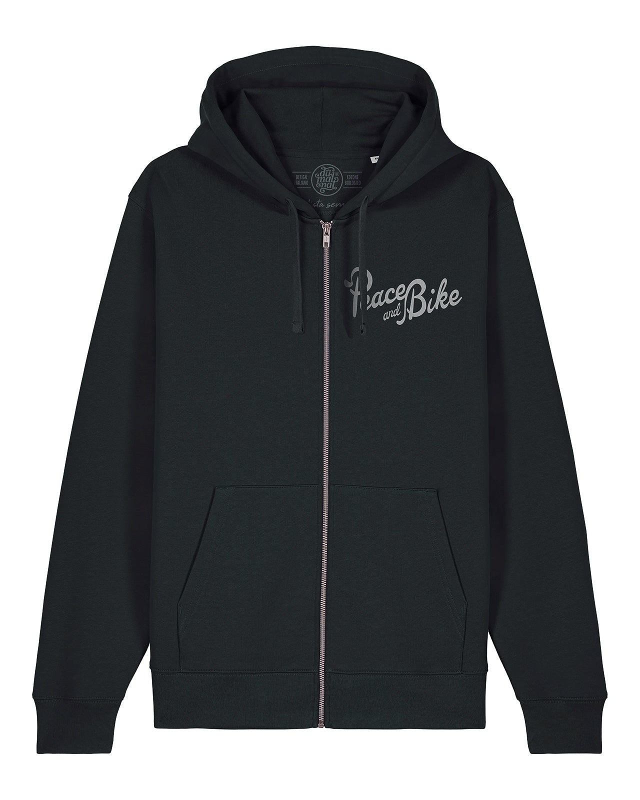 felpa con zip e cappuccio mod. Peace and Bike