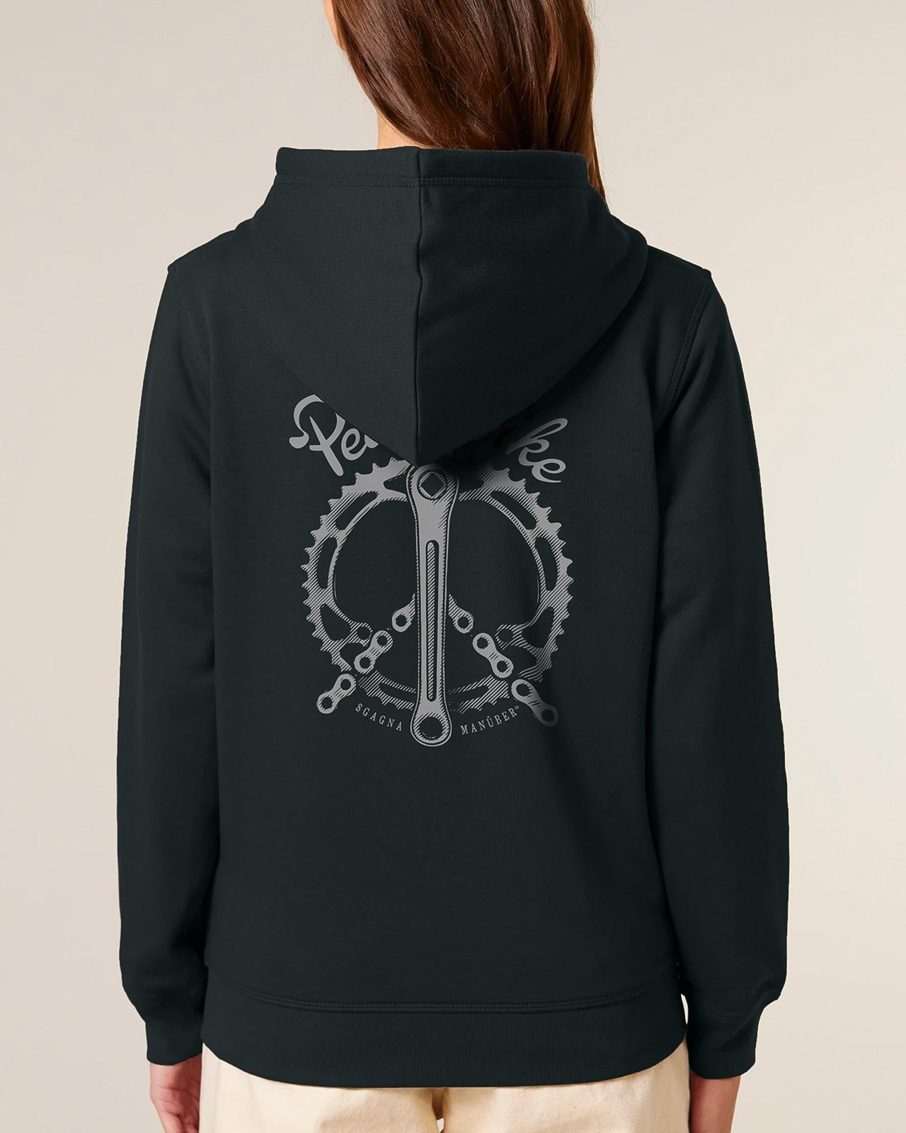 felpa con zip e cappuccio mod. Peace and Bike