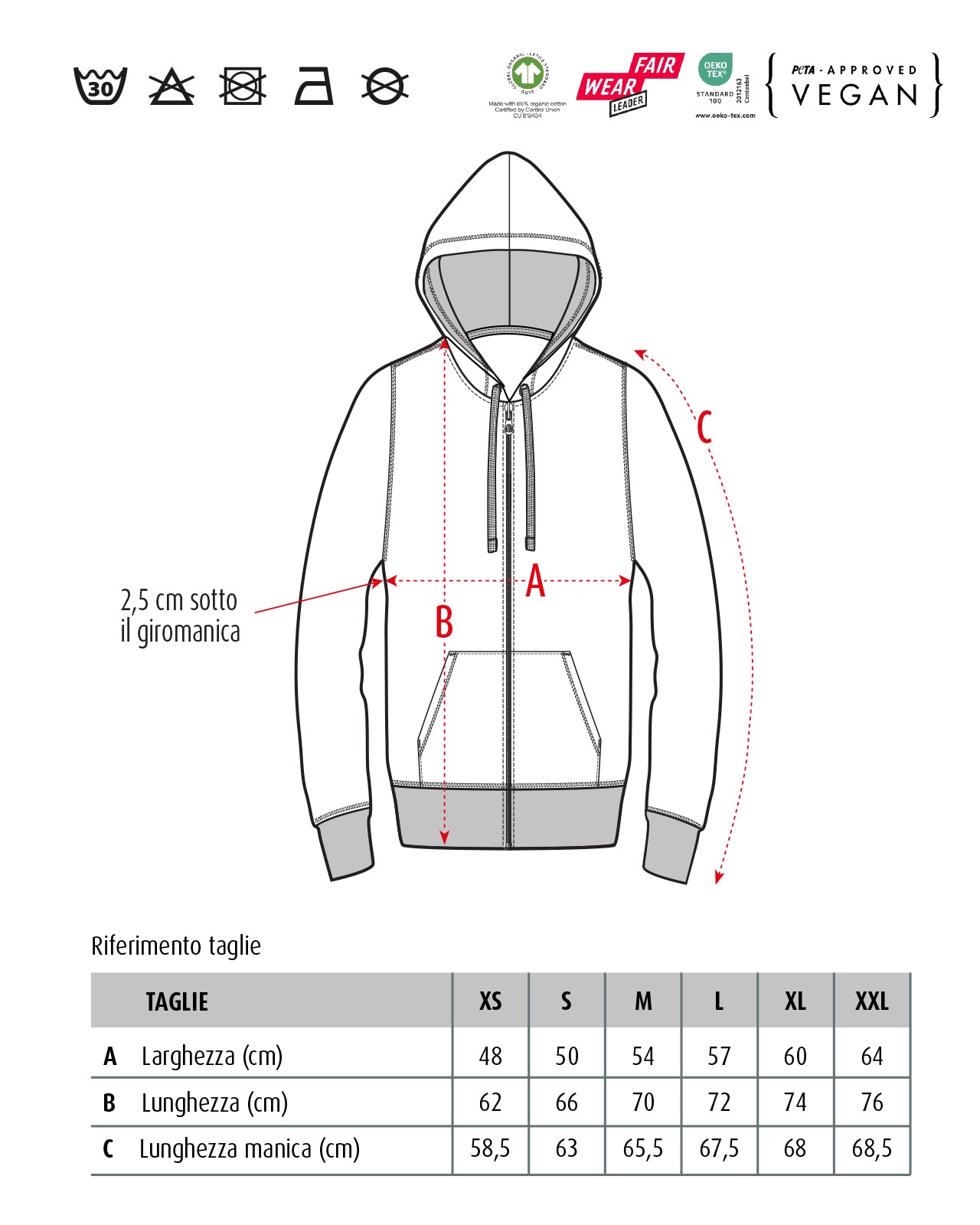 felpa con zip e cappuccio mod. Sex BIke