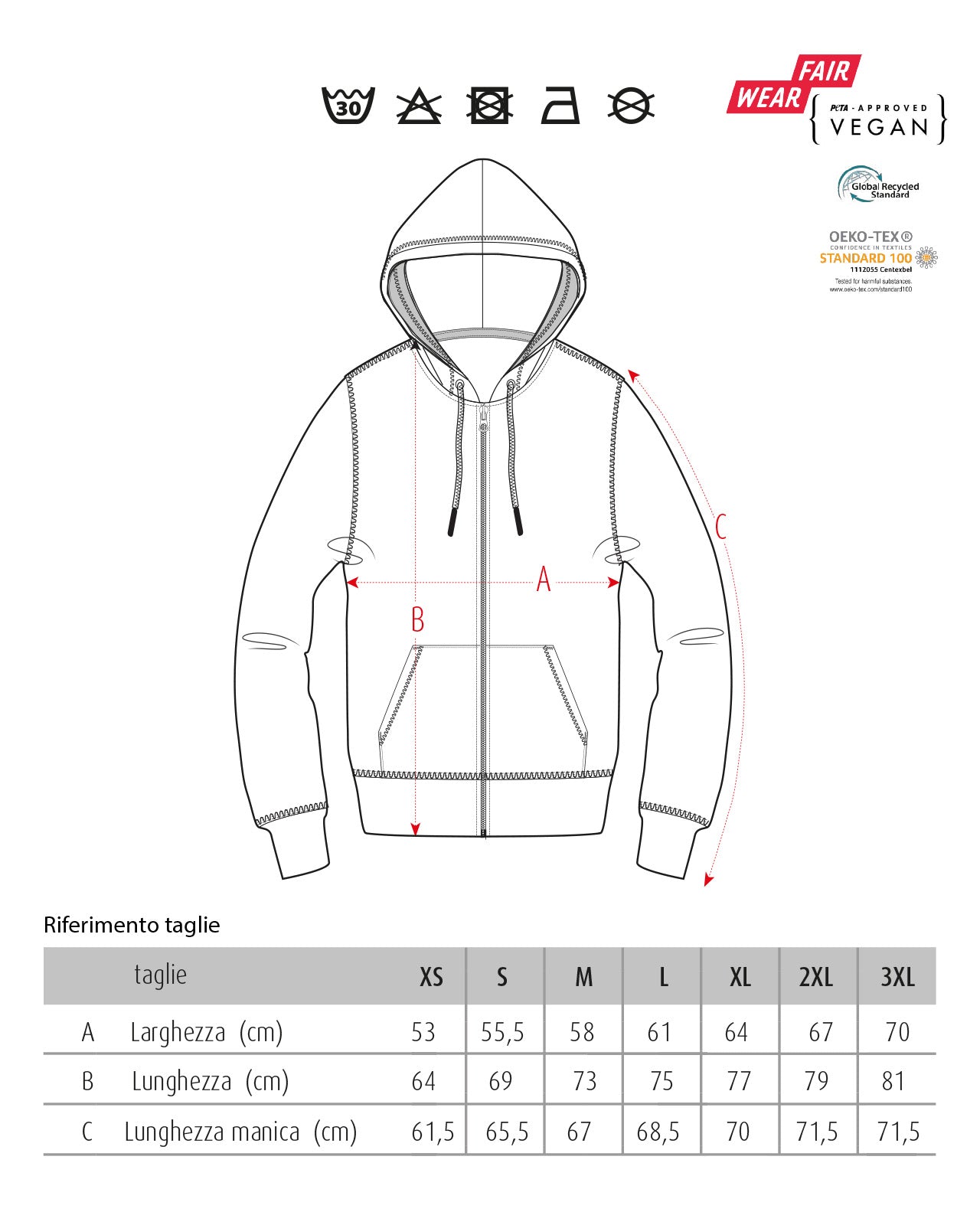 Felpa con zip e cappuccio in Sherpa "Sgagnamanüber" mod. DMN