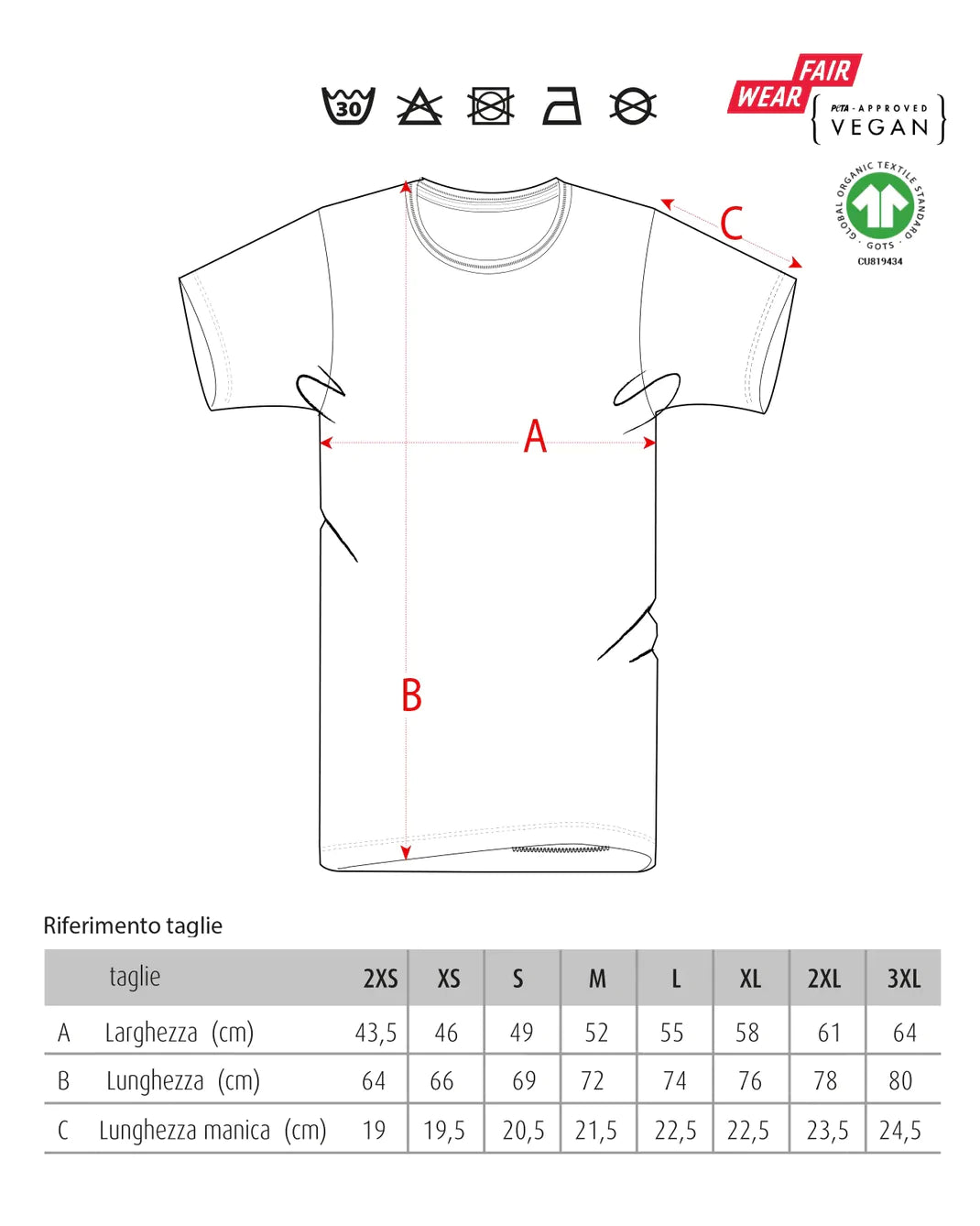 Taglie magliette 2025